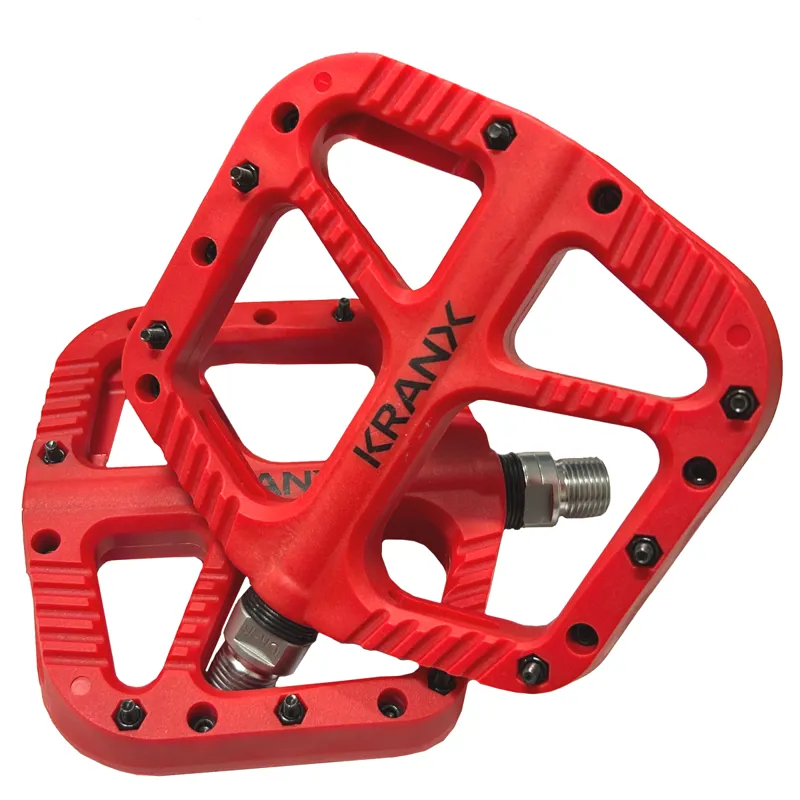 Kranx Trail Bright Nylon Platform Pedals Red
