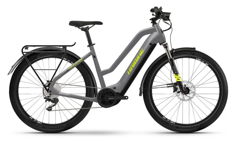 Haibike Trekking 6 Mid 500wh Electric Hybrid Bike 2022 Grey/Neon Yellow