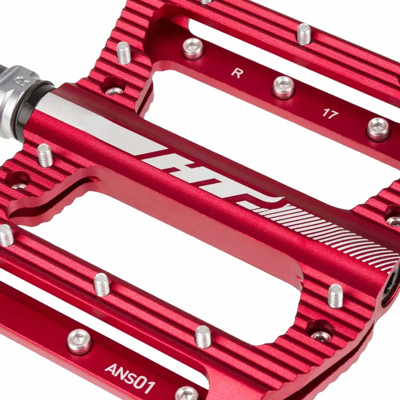HT ANS-01 Alloy Platform Mountain Bike Pedals Red-1