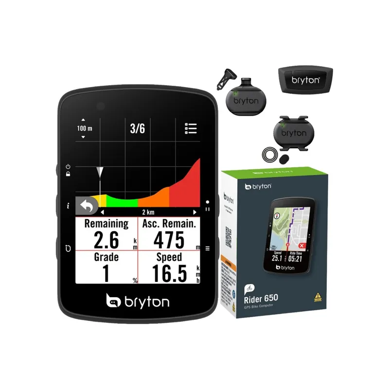 Bryton Rider 650 GPS Cycling Computer With Sensor Bundle