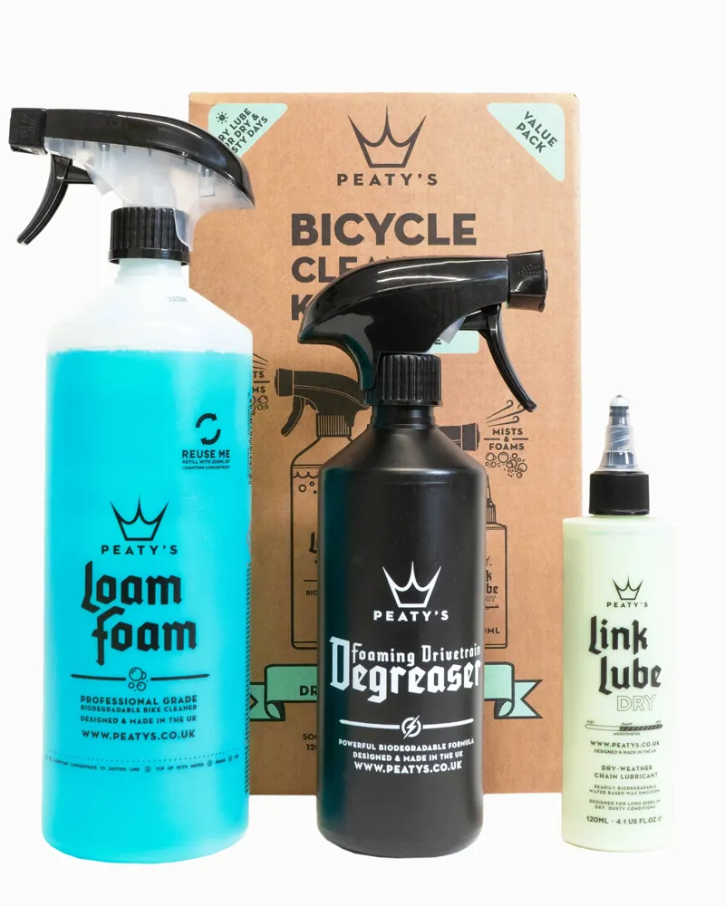 Peaty's Wash Degrease and Lubricate Dry Bicycle Cleaning Starter Kit