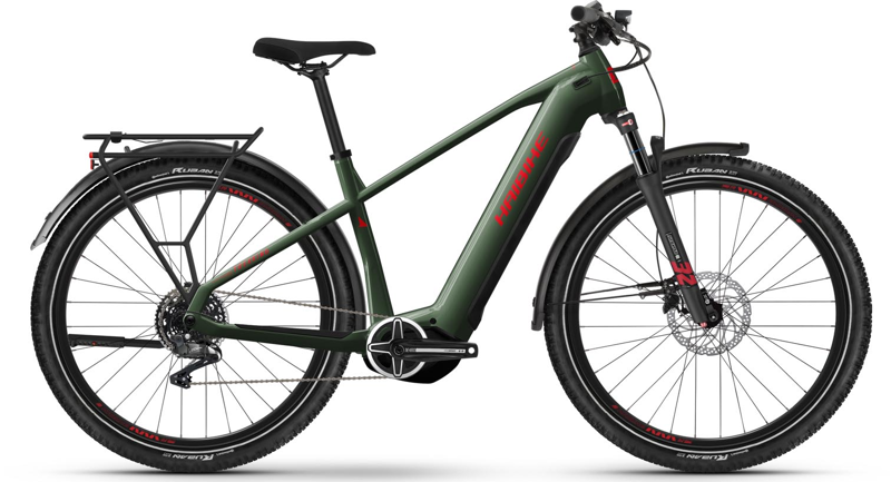 Haibike Trekking 5 High Electric Hybrid Bike Olive/Red 