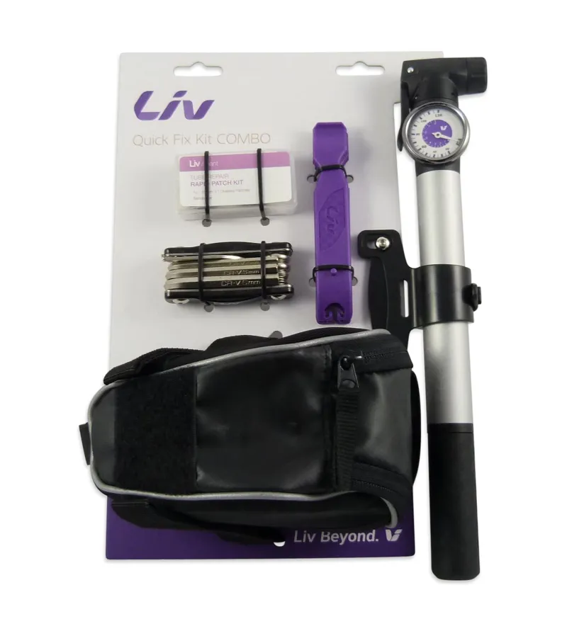 Liv Quick Fix Combo Bike Repair Kit Mini Pump Black/Silver/Purple-1