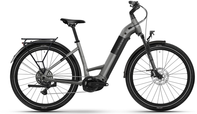 Raleigh Novus Lowstep Hybrid Electric Bike 2026 Platinum Chrome Gloss