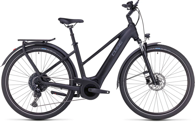Cube Touring Hybrid Pro 625 Trapeze Electric Bike 2024 Black/Metal