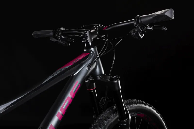 Cube Sting WS 120 Pro Womens FS Mountain Bike 2019 Iridium/Berry-1