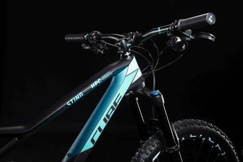Cube Sting WS 140 HPC Race Womens FS Mountain Bike 2019 Black/Mint-1