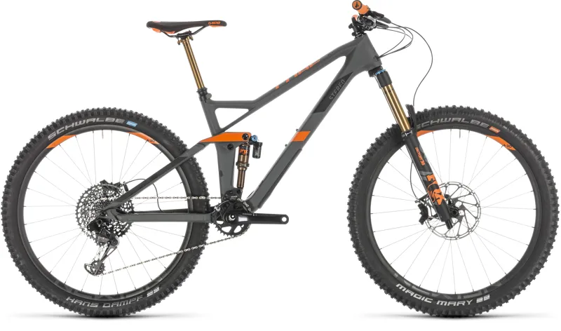 Cube Stereo 140 HPC TM 27.5 FS Mountain Bike 2019 Grey/Orange