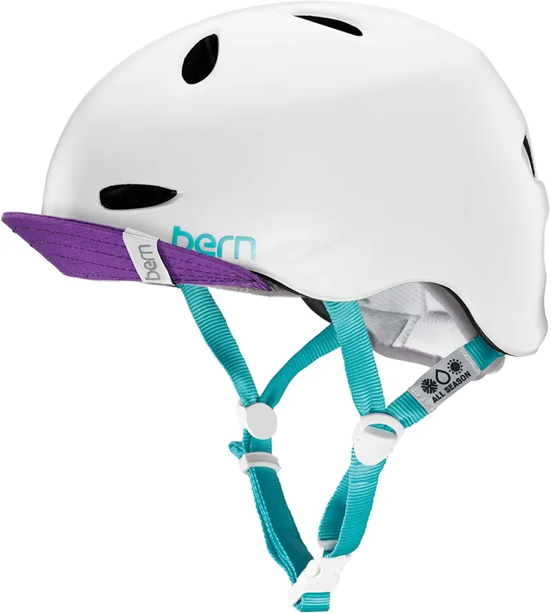 Bern Berkeley Womens Urban Cycling Helmet White/Turquoise/Purple