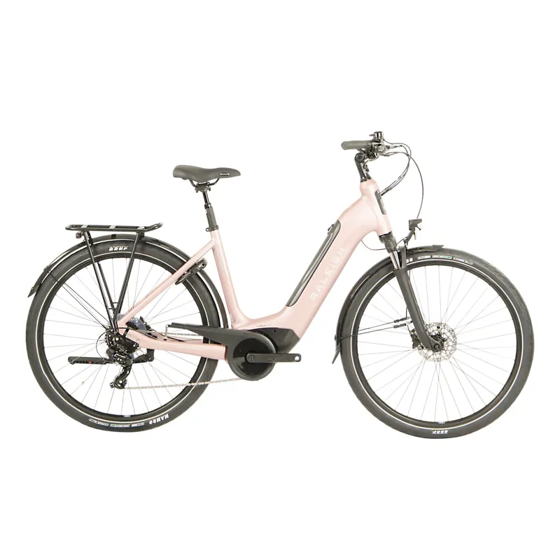 Raleigh Motus Tour Low Step Derailleur Electric Hybrid Bike Pink