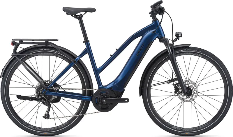 Giant Explore E+ 2 Stagger Frame Hybrid Electric Bike 2021 Metallic Navy Blue