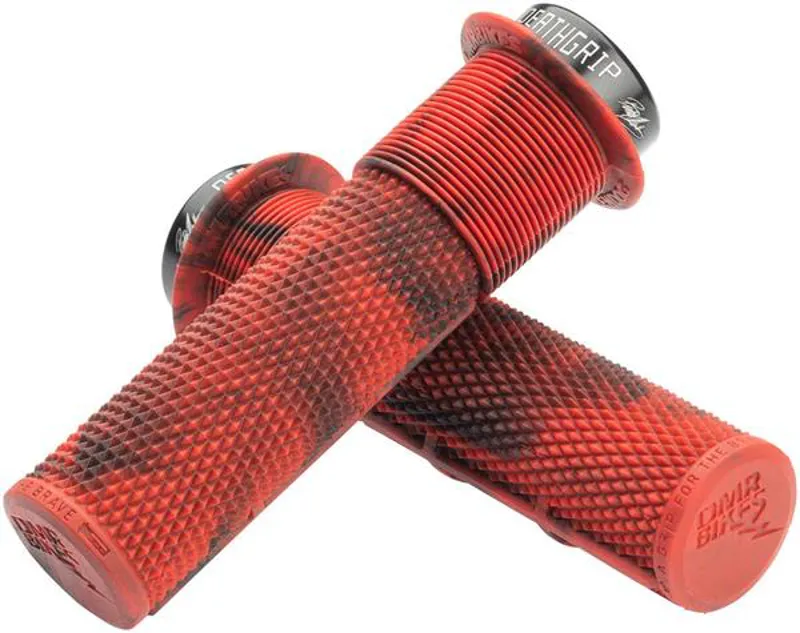 DMR Death Grip Lock-On Flange Handlebar Grips Marble Red-1