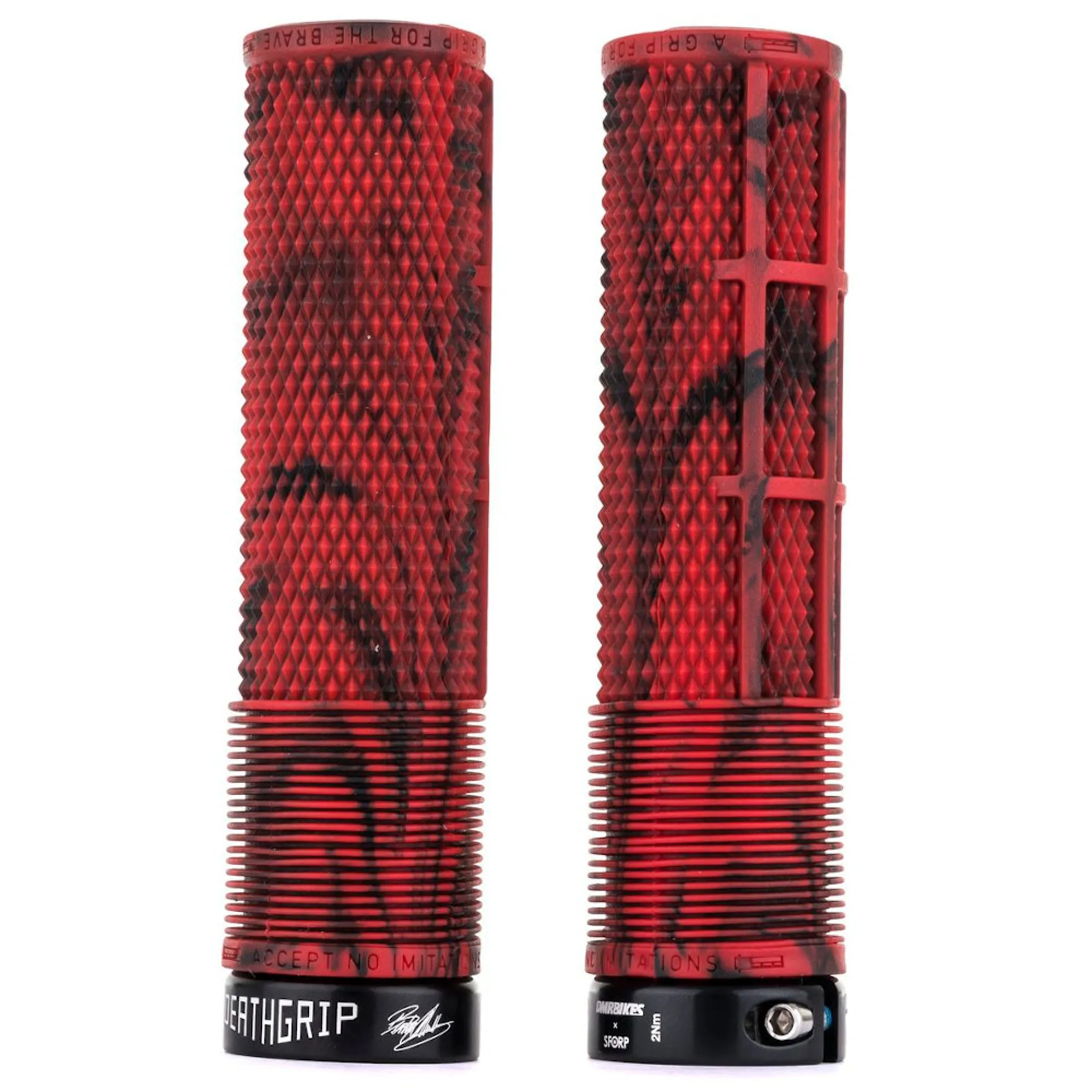 DMR DeathGrip Brendog MTB Grips Marble Red Non Flange