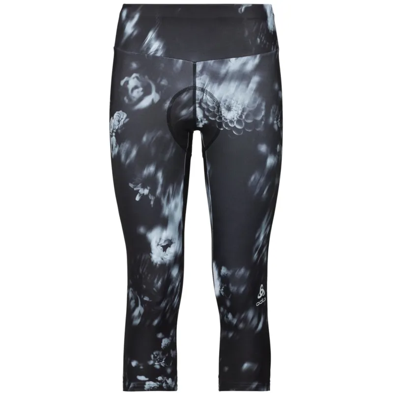 Odlo Fujin  Womens 3/4 Cycling Tights Black/Floral Turquoise