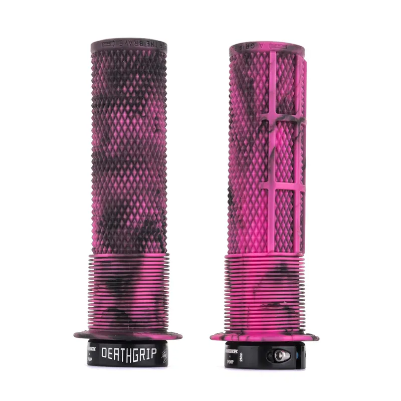 DMR DeathGrip Brendog MTB Grips - Marble Pink With Flange