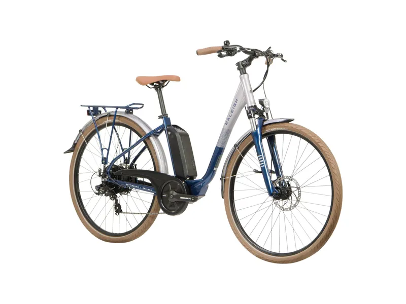Raleigh Array Lowstep Electric Hybrid Bike Silver/Blue-1