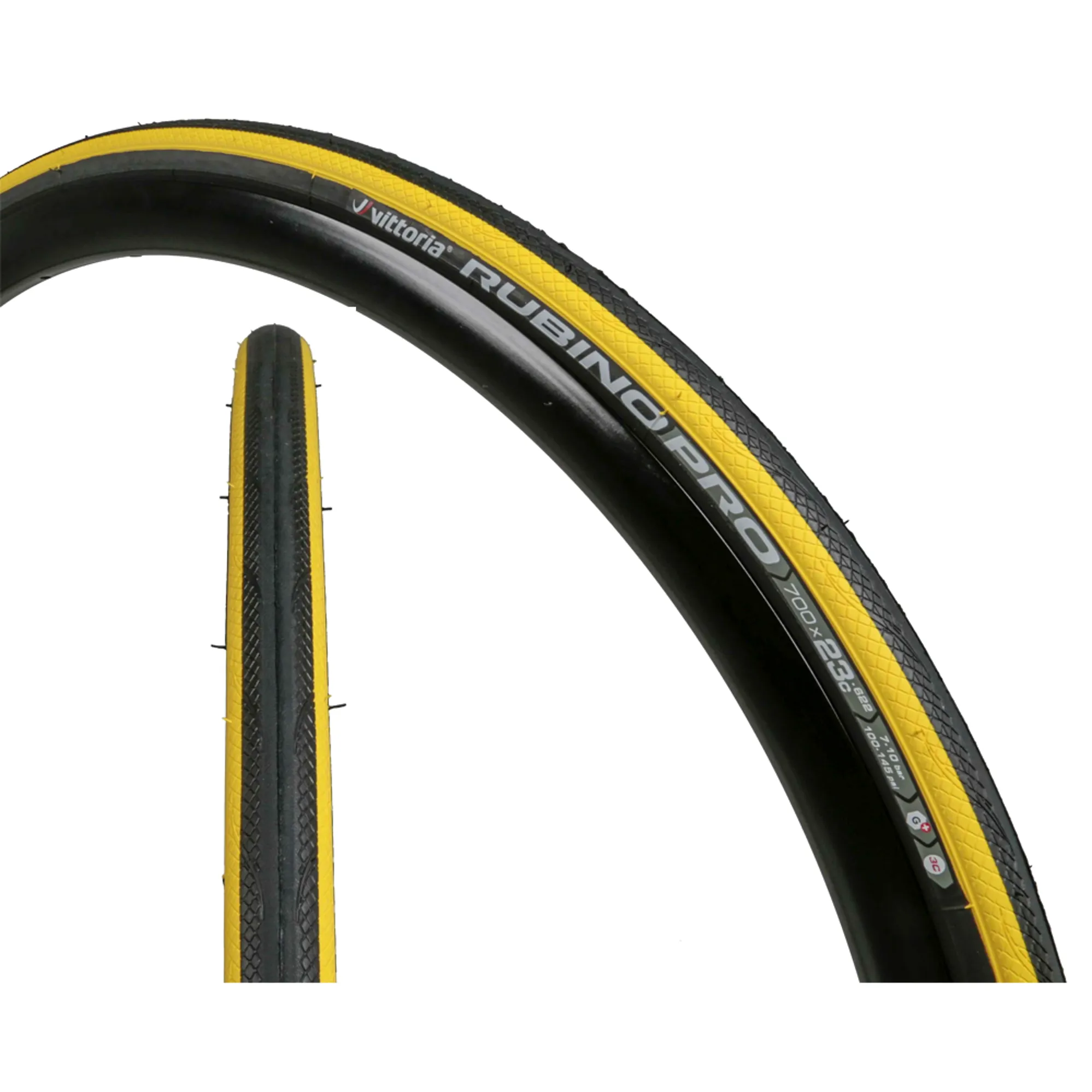 Vittoria Rubino Pro Road Cycling Tyres 700x23C Black/Yellow Pair