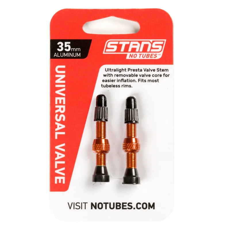 Stans NoTubes Universal Presta Coloured Alloy Valve Stems Orange 44mm