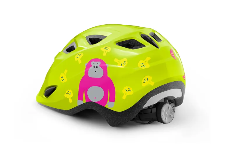 MET Elfo Kids Bike Helmet Lime Green Monkey One Size-2