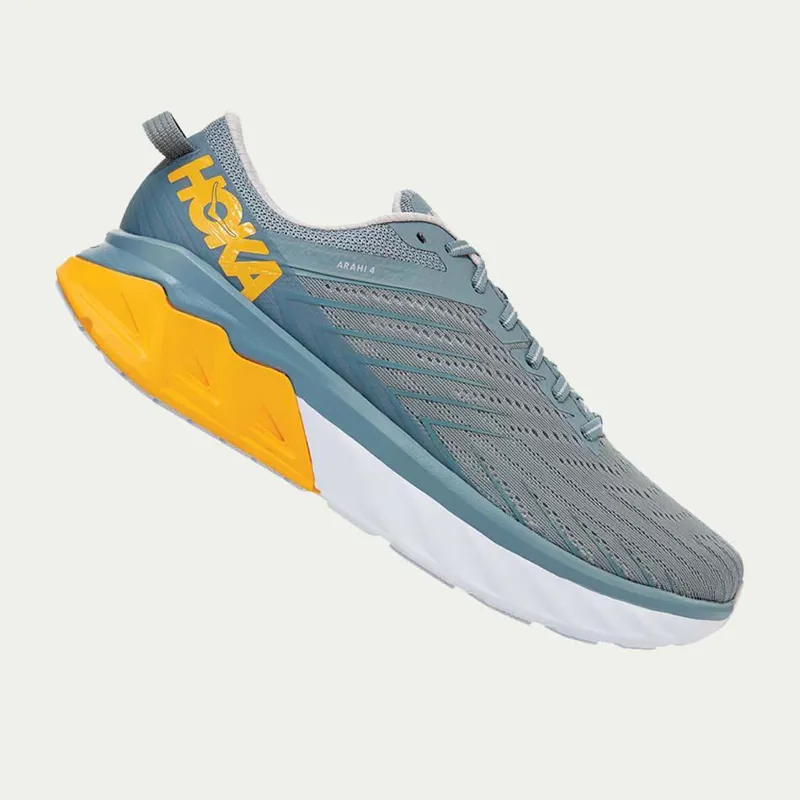 Hoka Arahi 4 Mens Running Trainers Lunar Grey/Yellow-1