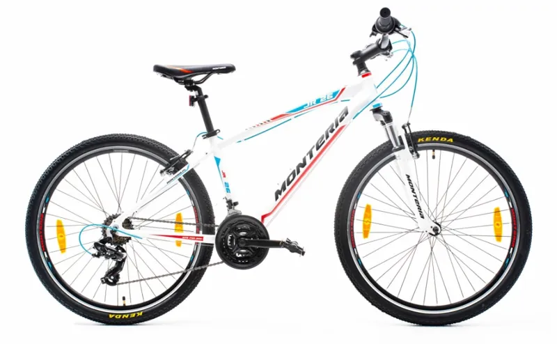 Monteria JR 26in Wheel Mountain Bike White Blue Red 17in