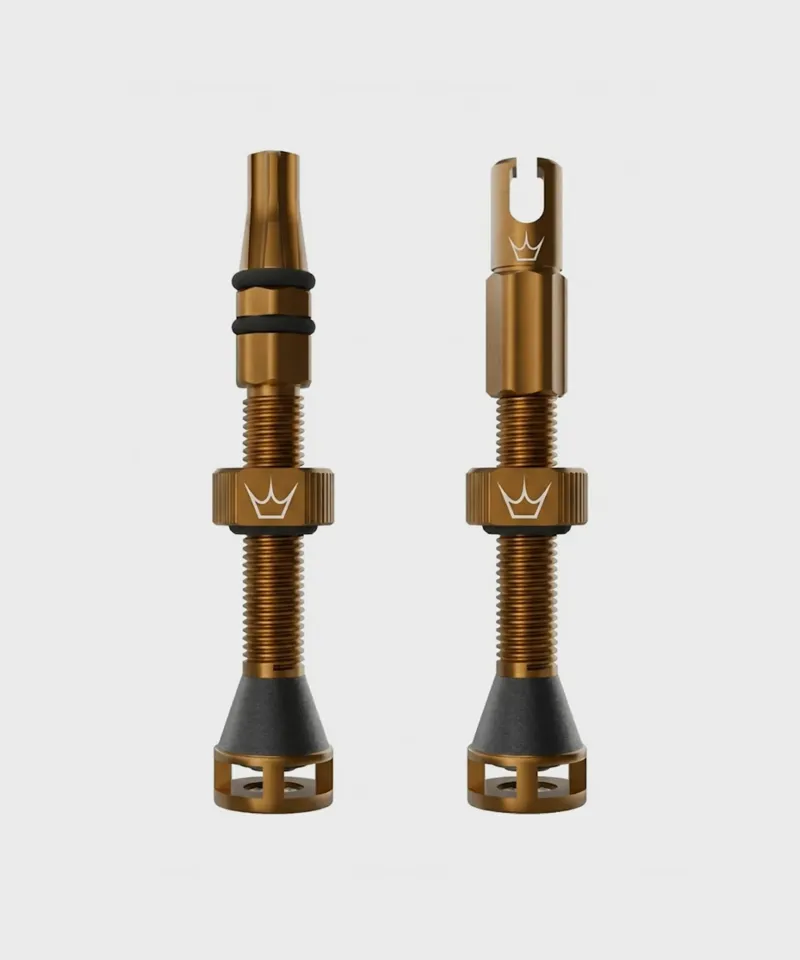 Peaty's Holeshot Fast Flow Tubeless Valves 42mm long in Bourbon