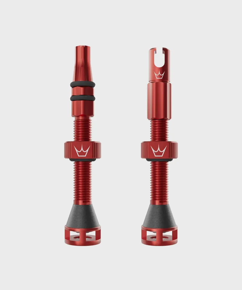 Peaty's Holeshot Fast Flow Tubeless Valves 42mm long in Red