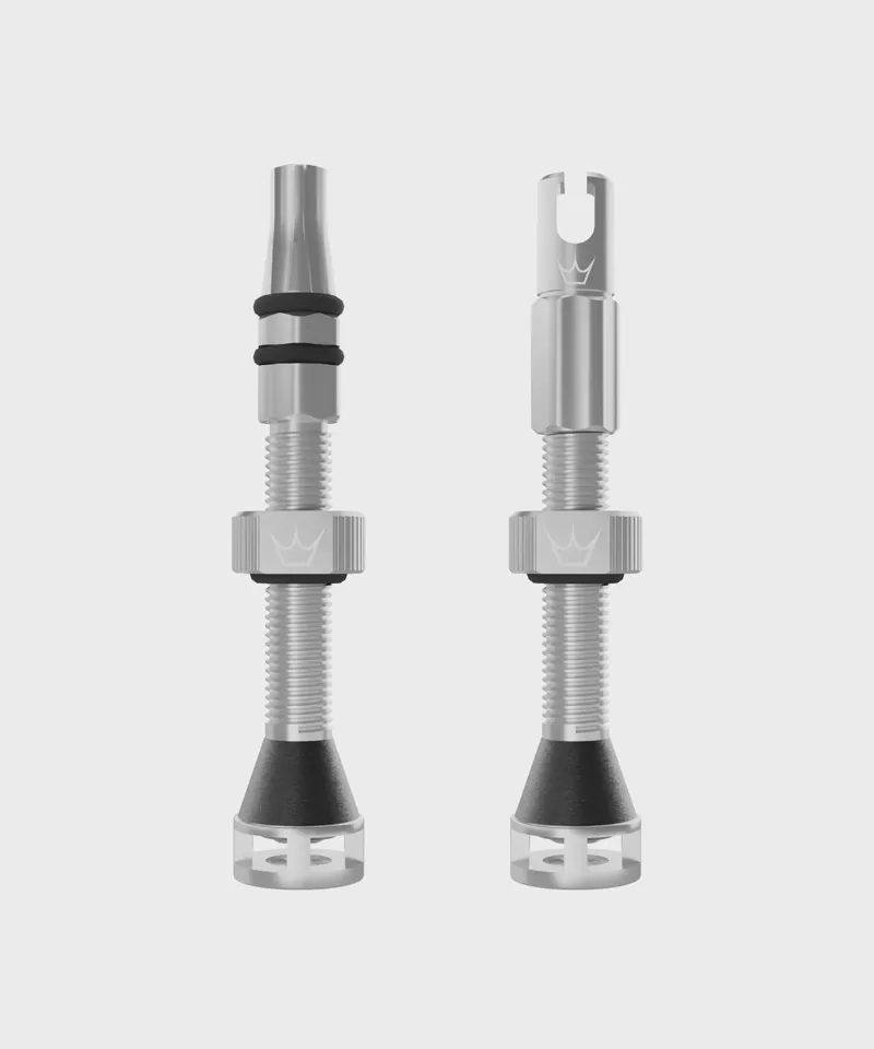 Peaty's Holeshot Fast Flow Tubeless Valves 42mm long in Silver