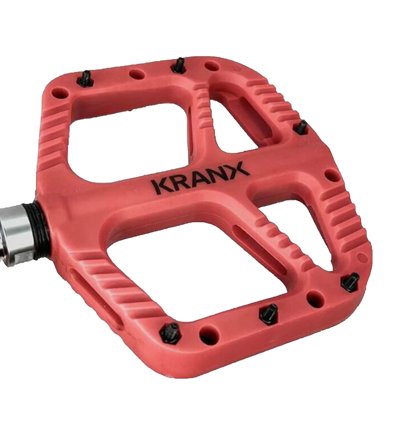 Kranx Trail Bright Nylon Platform Pedals Red-1