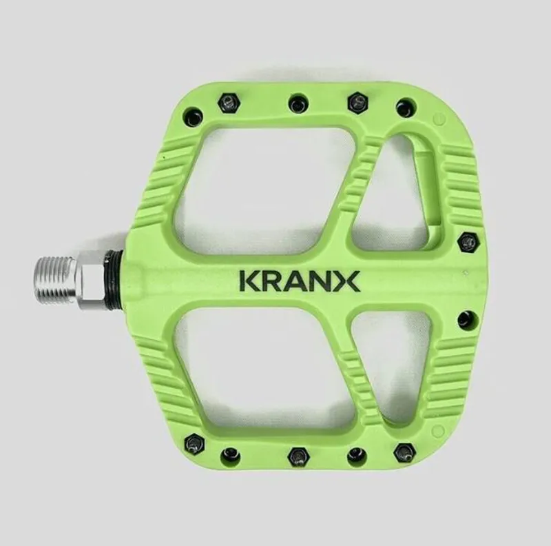 Kranx Trail Bright Nylon Platform Pedals Green-2