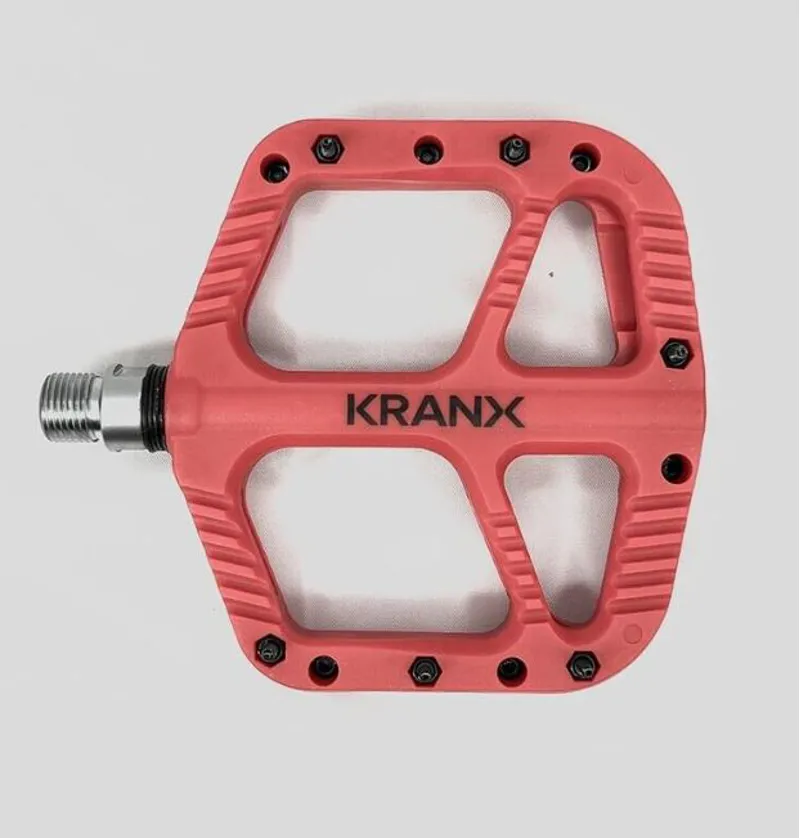 Kranx Trail Bright Nylon Platform Pedals Red-2